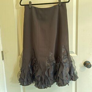NWT Cartise Black Cocktail A-Line Skirt Floral Flower Accents Fully Lined Size 8